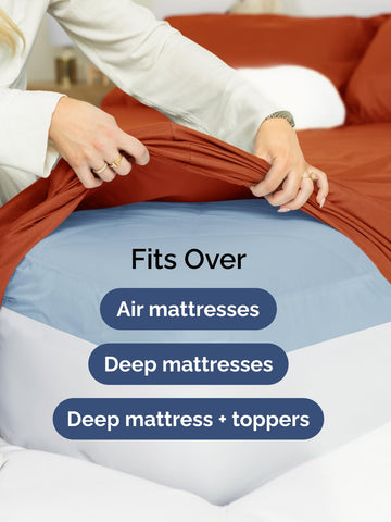 CGK Unlimited terracotta sheet with wrinkle-resistant microfiber.