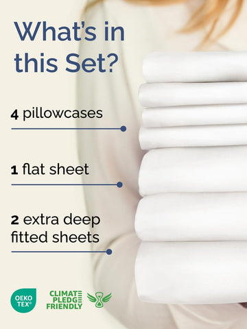 CGK Unlimited extra-deep split-king fitted sheet with 21-inch pockets stays securely in place.