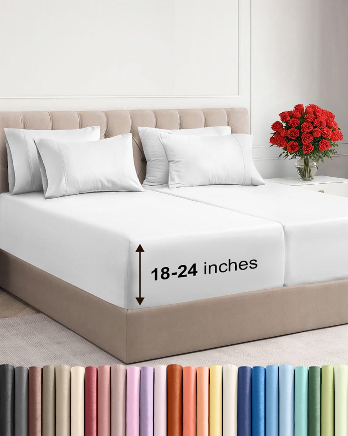 CGK Unlimited extra deep split king flat sheet in white for a smooth, breathable sleep.