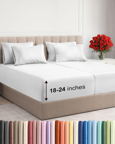 CGK Unlimited extra deep split king flat sheet in white for a smooth, breathable sleep.