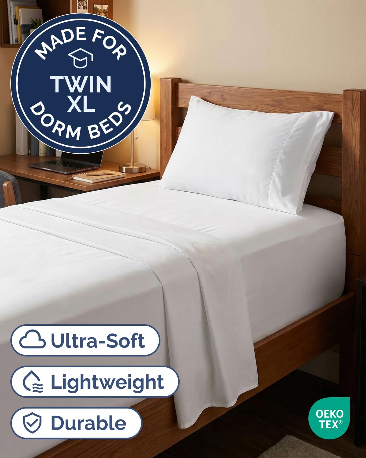 CGK Unlimited Extra Deep Twin XL fitted sheet on a deep mattress demonstrates secure stretch.