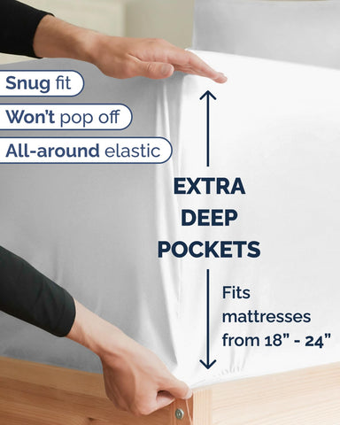 CGK Unlimited Extra Deep Twin XL flat sheet spread across the bed for full coverage.