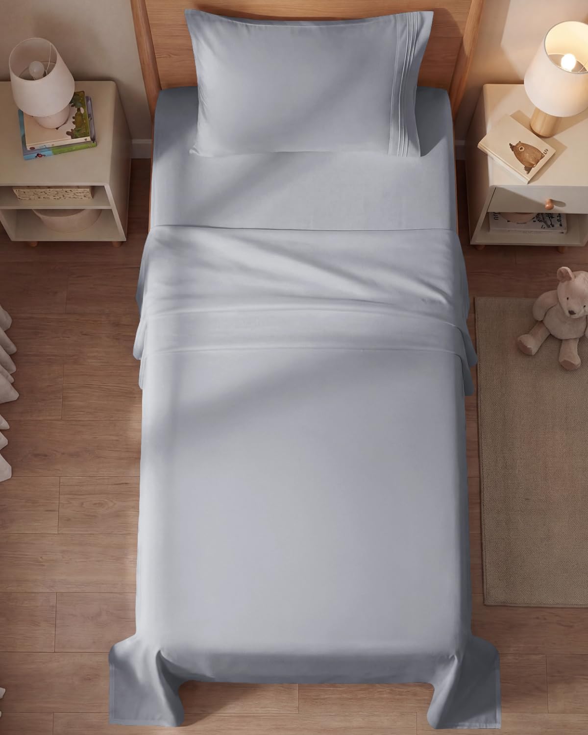 Fitted sheet sized 75 by 38 inches with deep pockets.