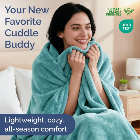CGK Unlimited flannel fleece blanket all-season lightweight for warm, breathable comfort