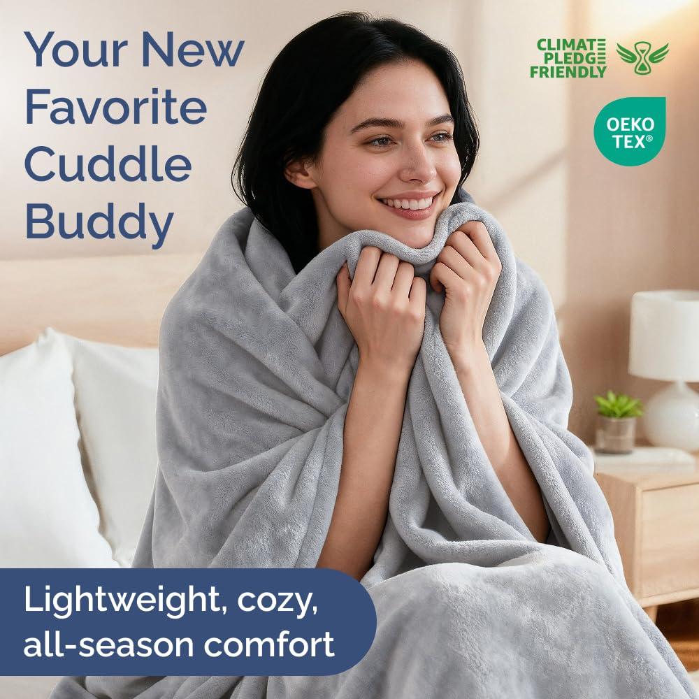 CGK Unlimited flannel fleece blanket draped for lightweight comfort