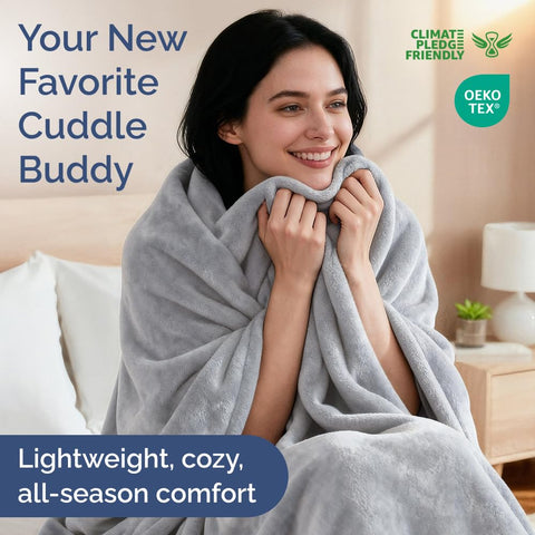 CGK Unlimited flannel fleece blanket draped for lightweight comfort