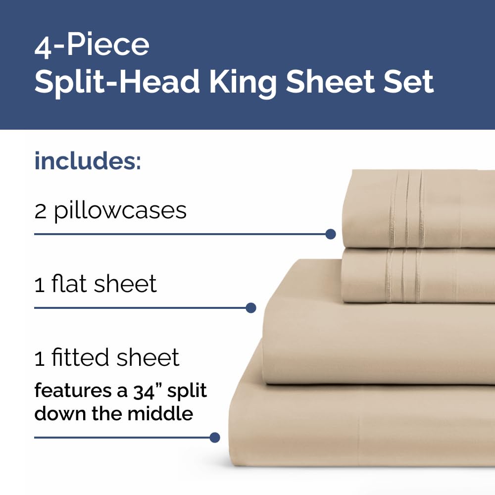 CGK Unlimited split head king fitted sheet with deep pockets for secure fit