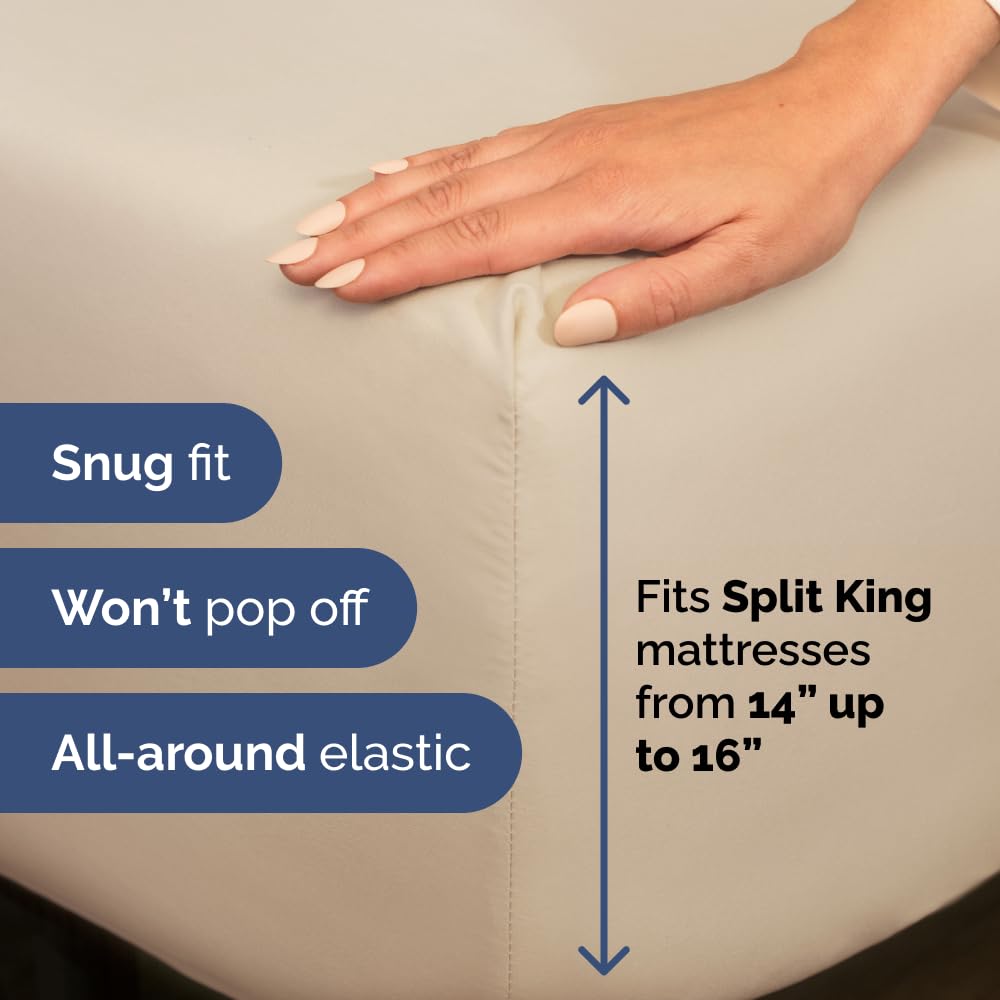 Close-up of split-head design on CGK Unlimited sheet set for adjustable beds