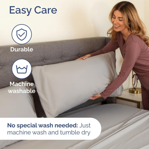 Light grey color complements modern decor and stays true after washing.