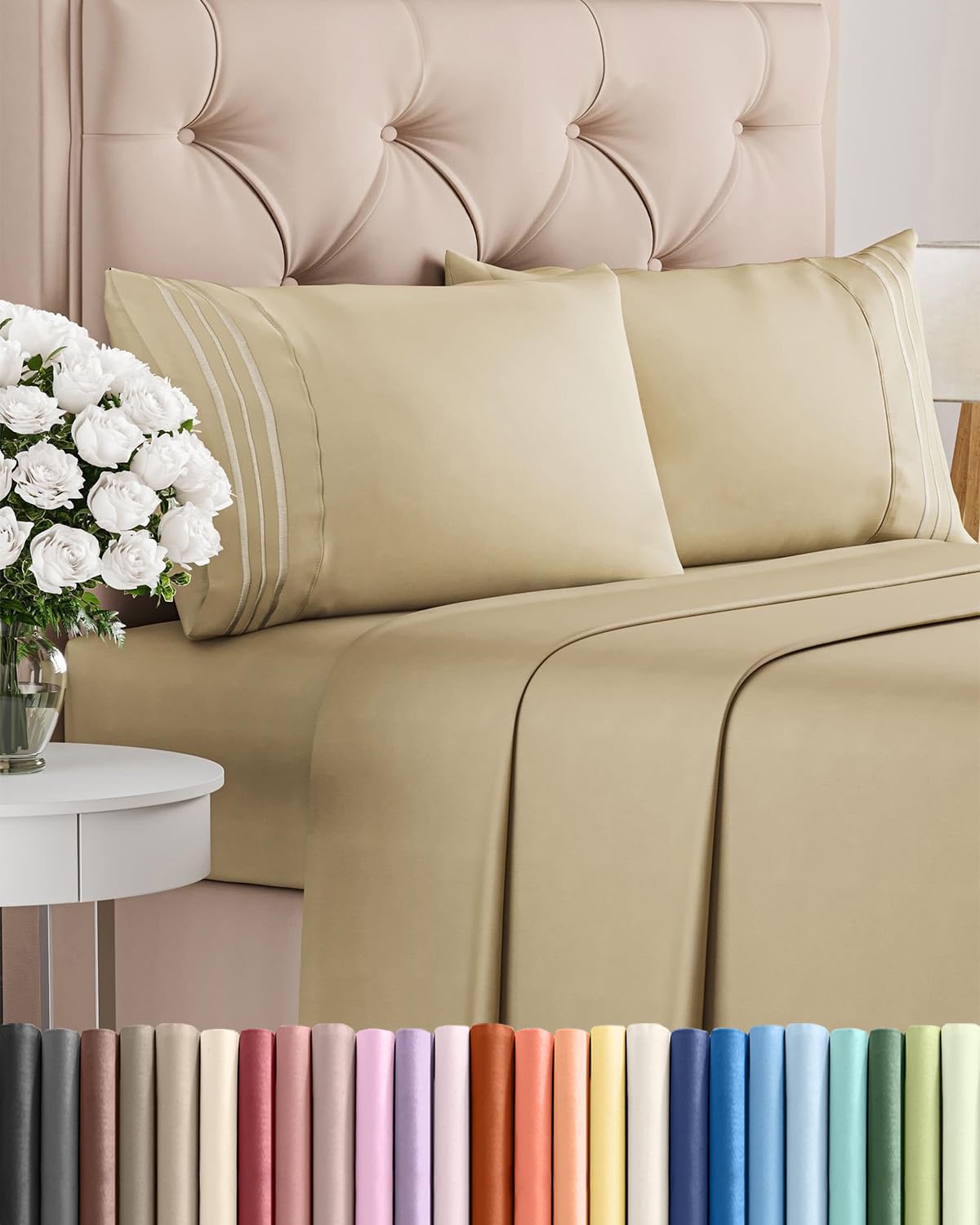 CGK Unlimited full-size 4-piece sheet-set fabric close-up shows ultra-soft microfiber