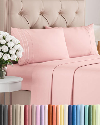 CGK Unlimited full-size sheet set baby pink packaging highlights premium presentation.