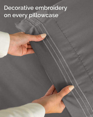 CGK Unlimited dark-grey bedding adds a hotel-inspired look