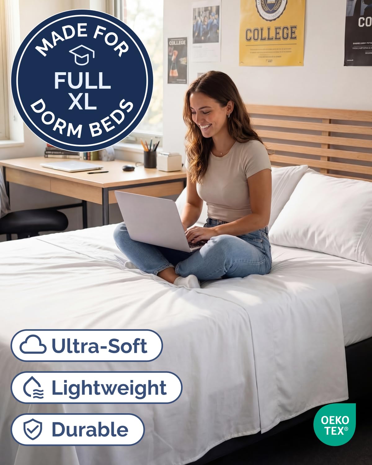 CGK Unlimited Full XL fitted sheet 54x80 with deep pockets stays in place.