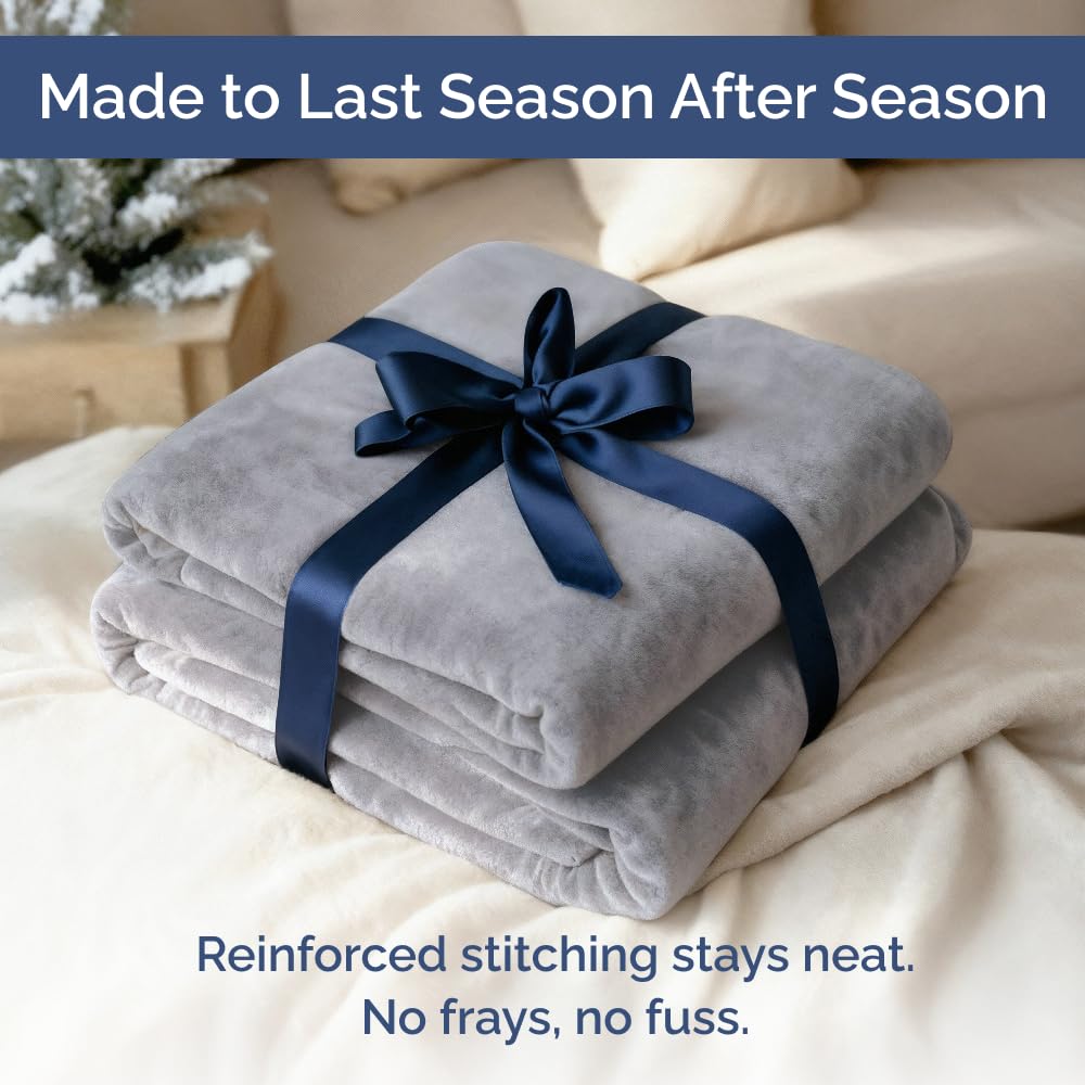 CGK Unlimited grey all-season blanket creates a soft, breathable ambience