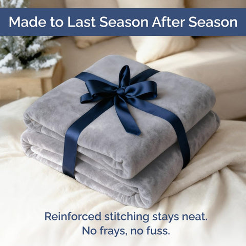 CGK Unlimited grey all-season blanket creates a soft, breathable ambience
