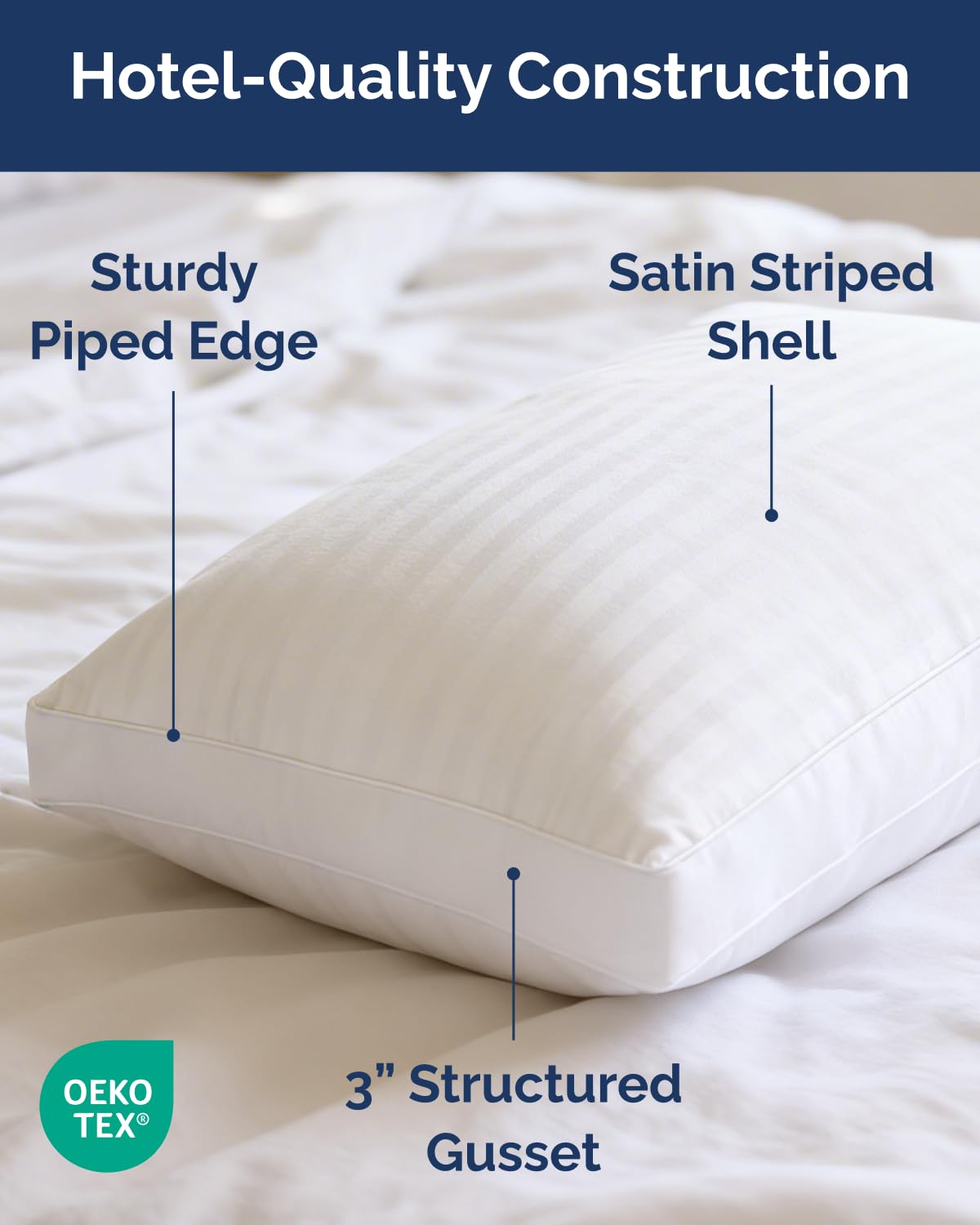 CGK Unlimited gusseted-edge pillow maintains a fuller, neater silhouette.