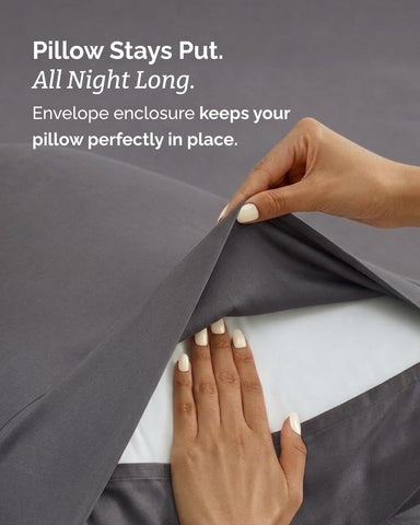 Hotel-luxury look with CGK Unlimited cooling sheets in dark grey