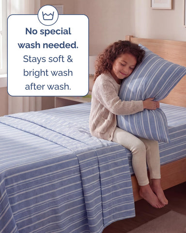 CGK Unlimited hotel luxury look with blue stripes for home sleep spaces