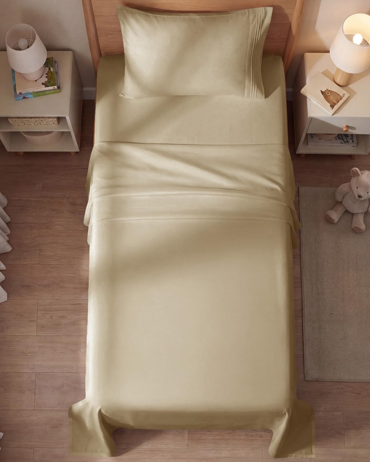 CGK Unlimited hotel-quality beige sheets for a luxe bedroom look