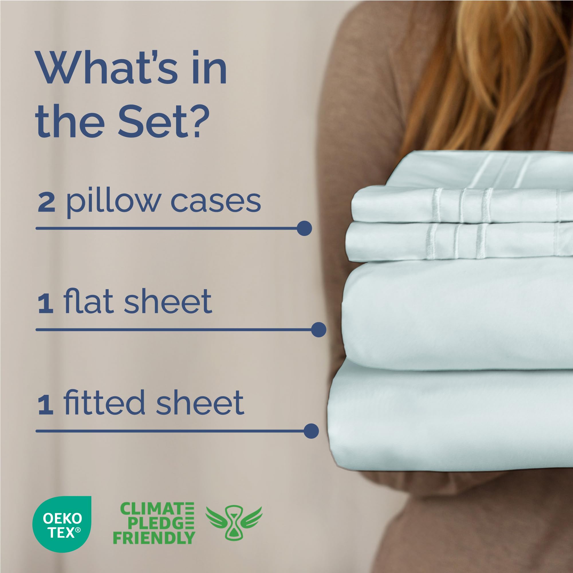 CGK Unlimited ice blue fitted sheet showing a deep 16-inch pocket