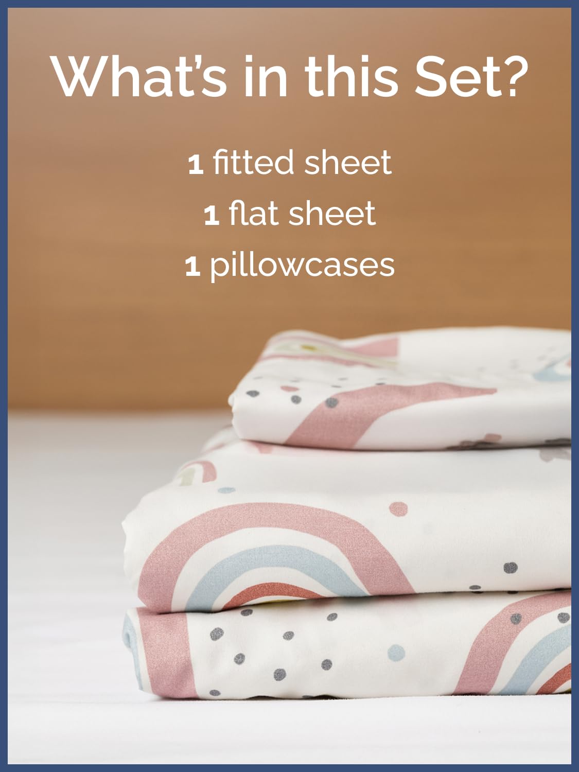 CGK Unlimited Kids rainbow sheet set fitted sheet provides snug, wrinkle-free sleep.