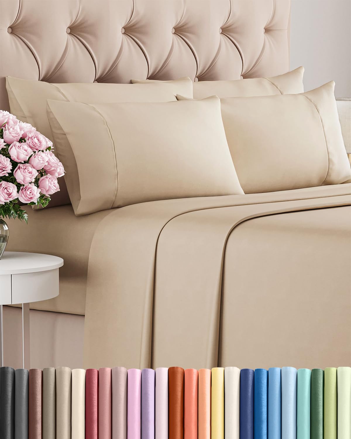 CGK Unlimited King flat sheet in cream offers cooling comfort and generous coverage.