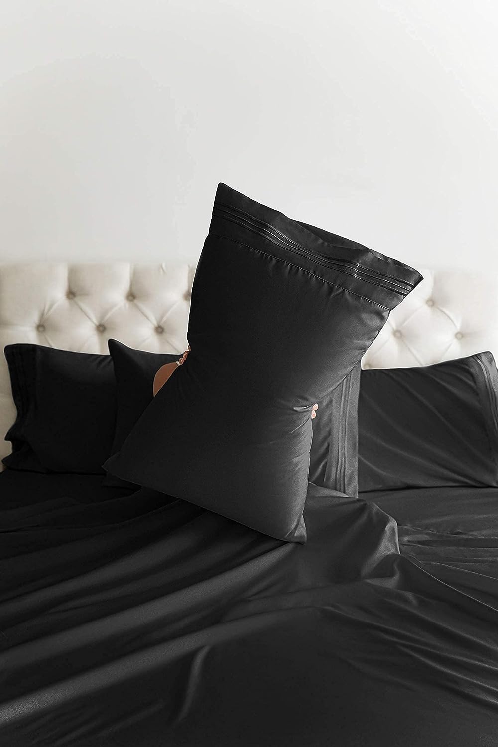 CGK Unlimited King 6-piece sheet set brushed microfiber close-up texture