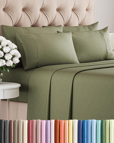 CGK Unlimited King 6-piece sheet set in sage green with flat sheet for cooling comfort