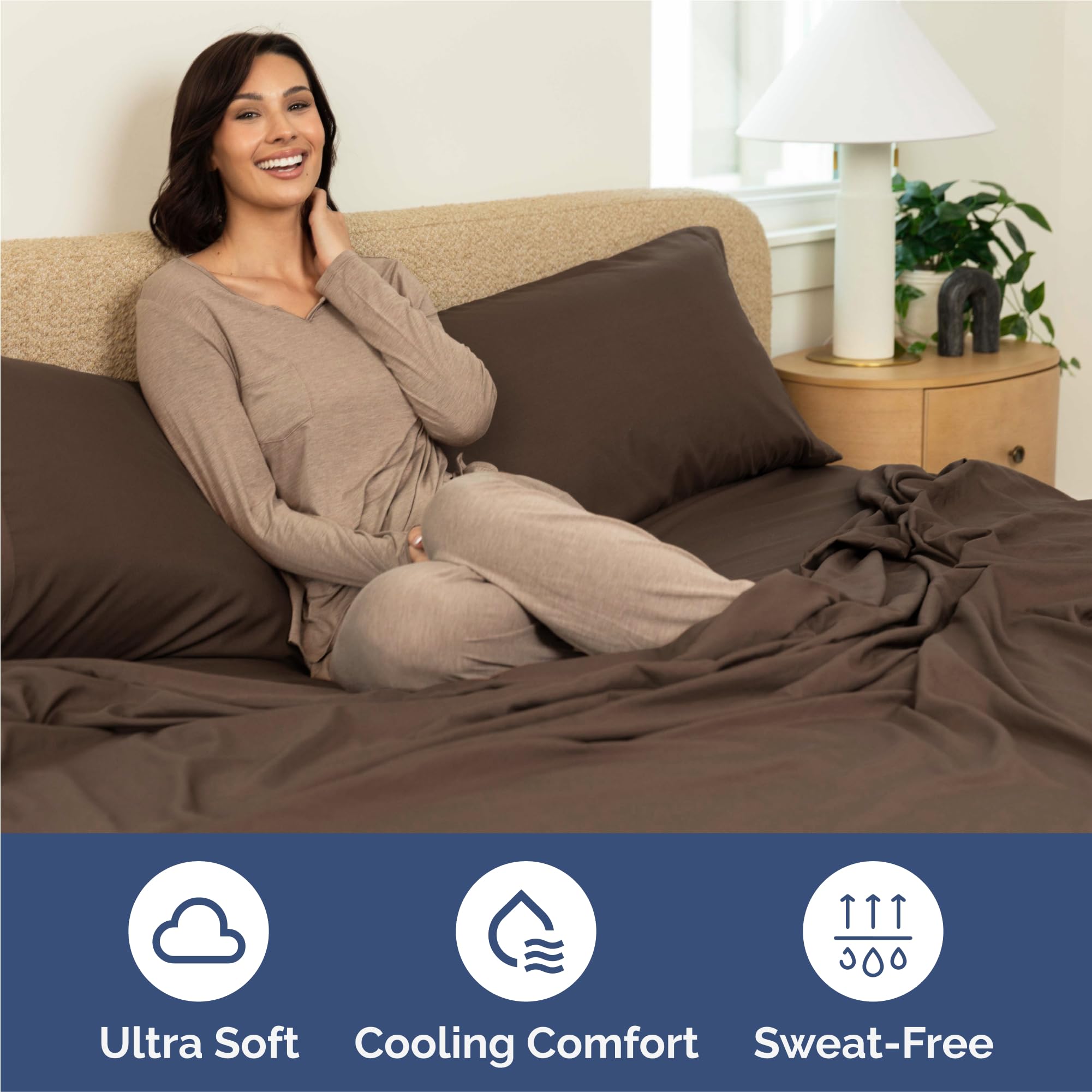 CGK Unlimited King deep pockets in brown ensure a snug fit on large mattresses.
