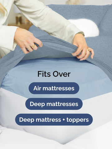 CGK Unlimited king flat and fitted sheet with exact dimensions for proper fit.