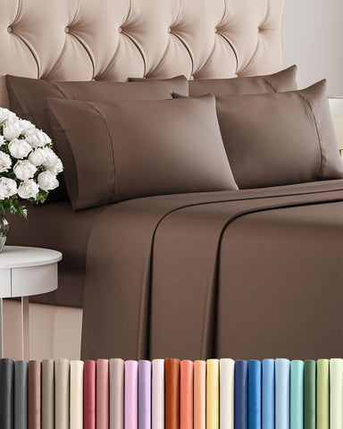 CGK Unlimited King flat sheet in brown offers smooth, cooling sleep surface.