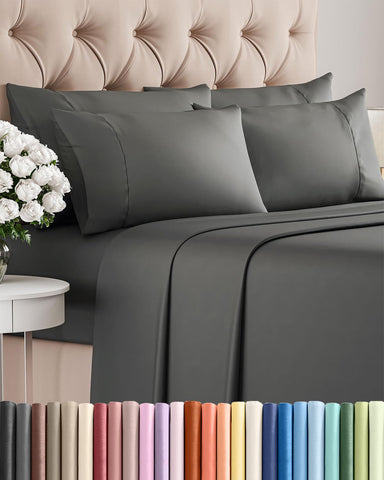 CGK Unlimited King flat sheet in charcoal offering silky softness for cool nights