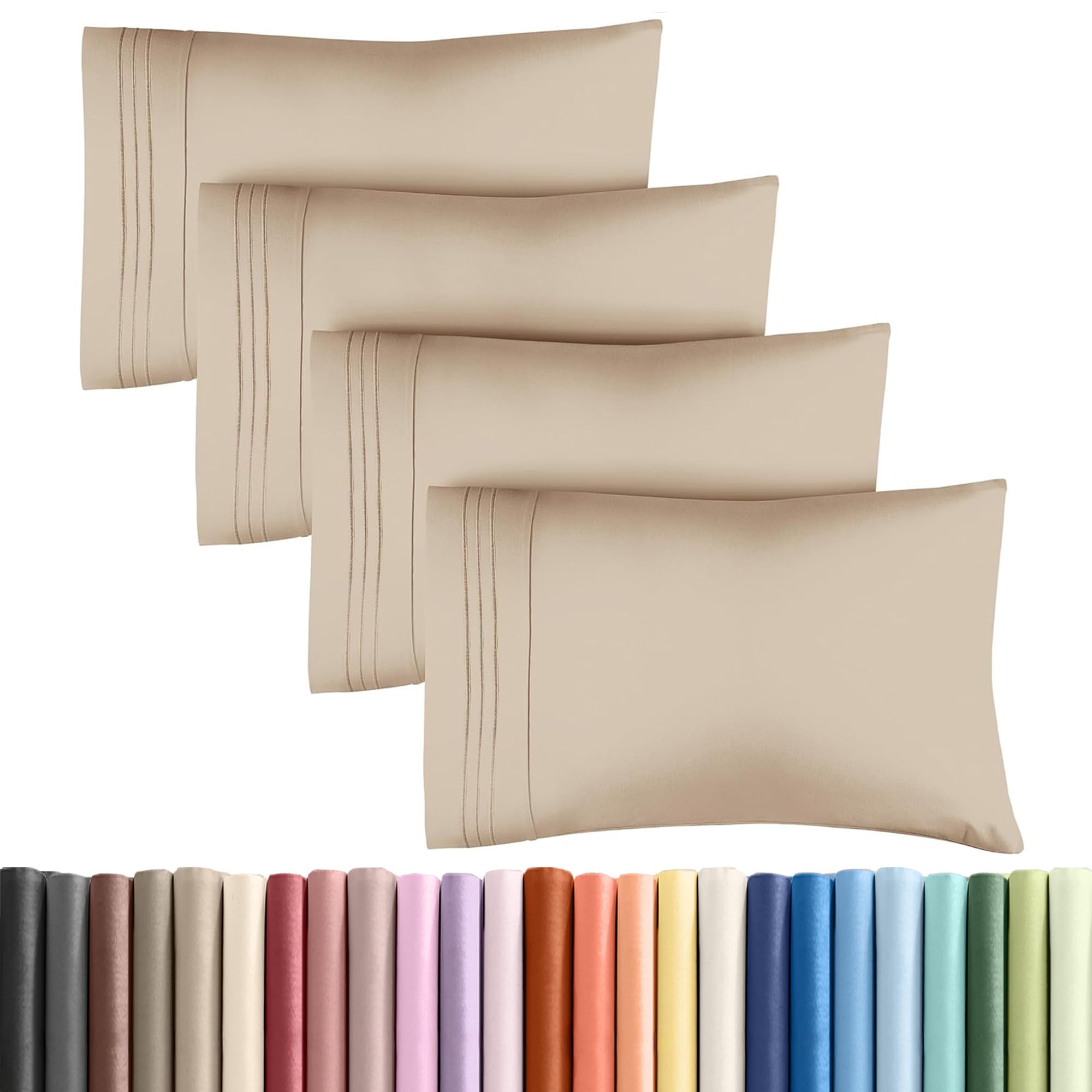 CGK Unlimited king pillow case set of 4 in cream packaging shows hotel-quality protection