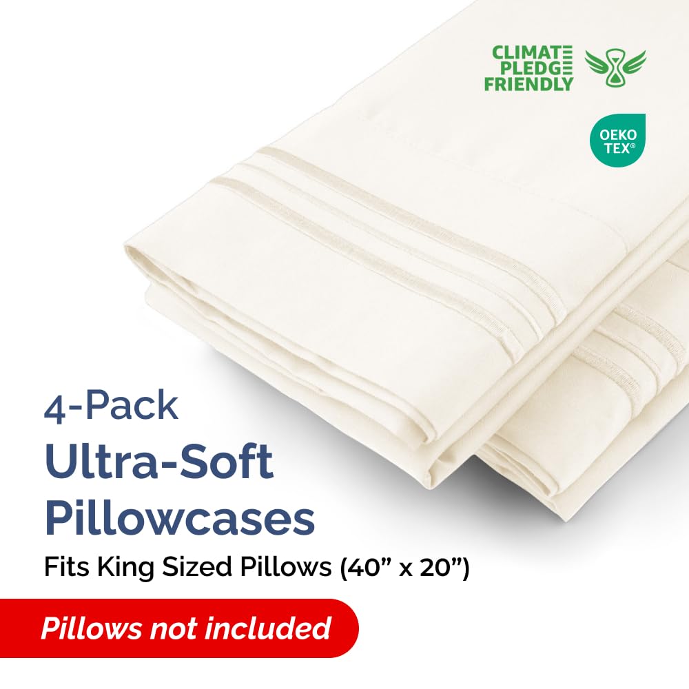 CGK Unlimited king pillow cases set 4 - close-up microfiber texture, ultra-soft touch
