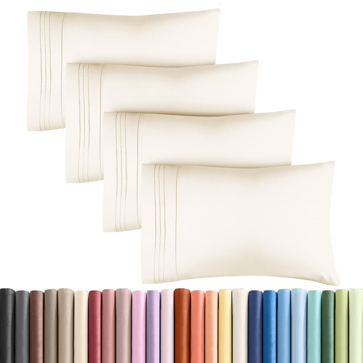 CGK Unlimited king pillow cases set 4 - front view, premium hotel-quality look for luxury sleep