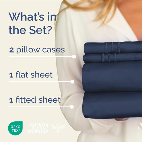 CGK Unlimited king-size sheet set fitted sheet demonstrates deep pockets for easy fit.