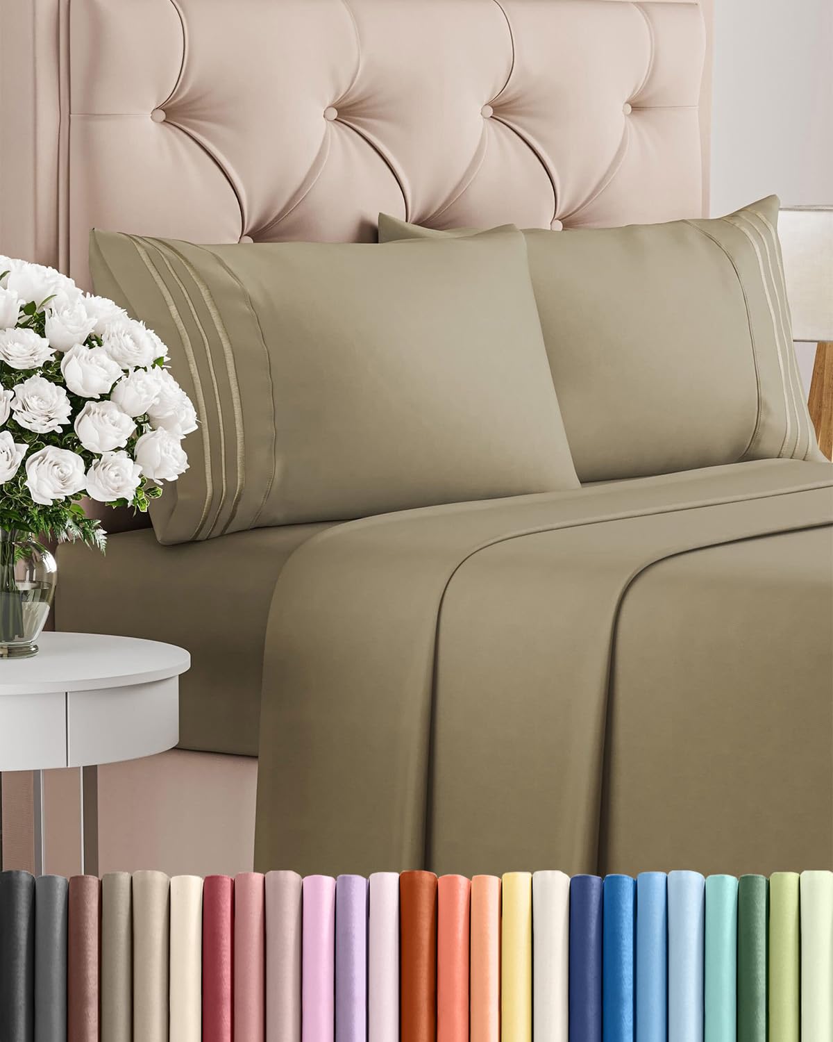 CGK Unlimited king size 4-piece sheet set on bed showing luxury sleep comfort