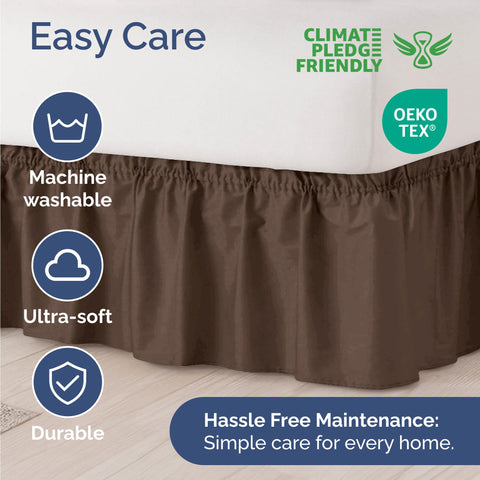 CGK Unlimited king-size bed skirt installed on bed for a clean frame