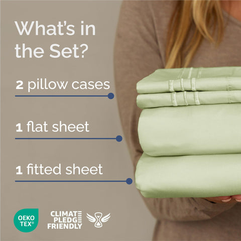 CGK Unlimited king-size fitted sheet showing deep pockets for secure mattress fit up to 16 inches.