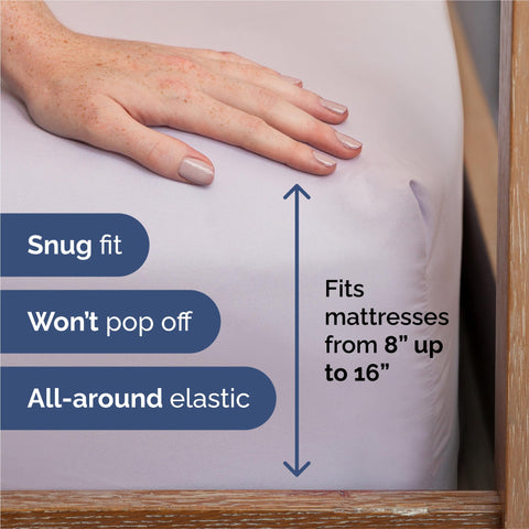 Deep pocket fit accommodates layered mattresses up to 16 inches for secure sleep.
