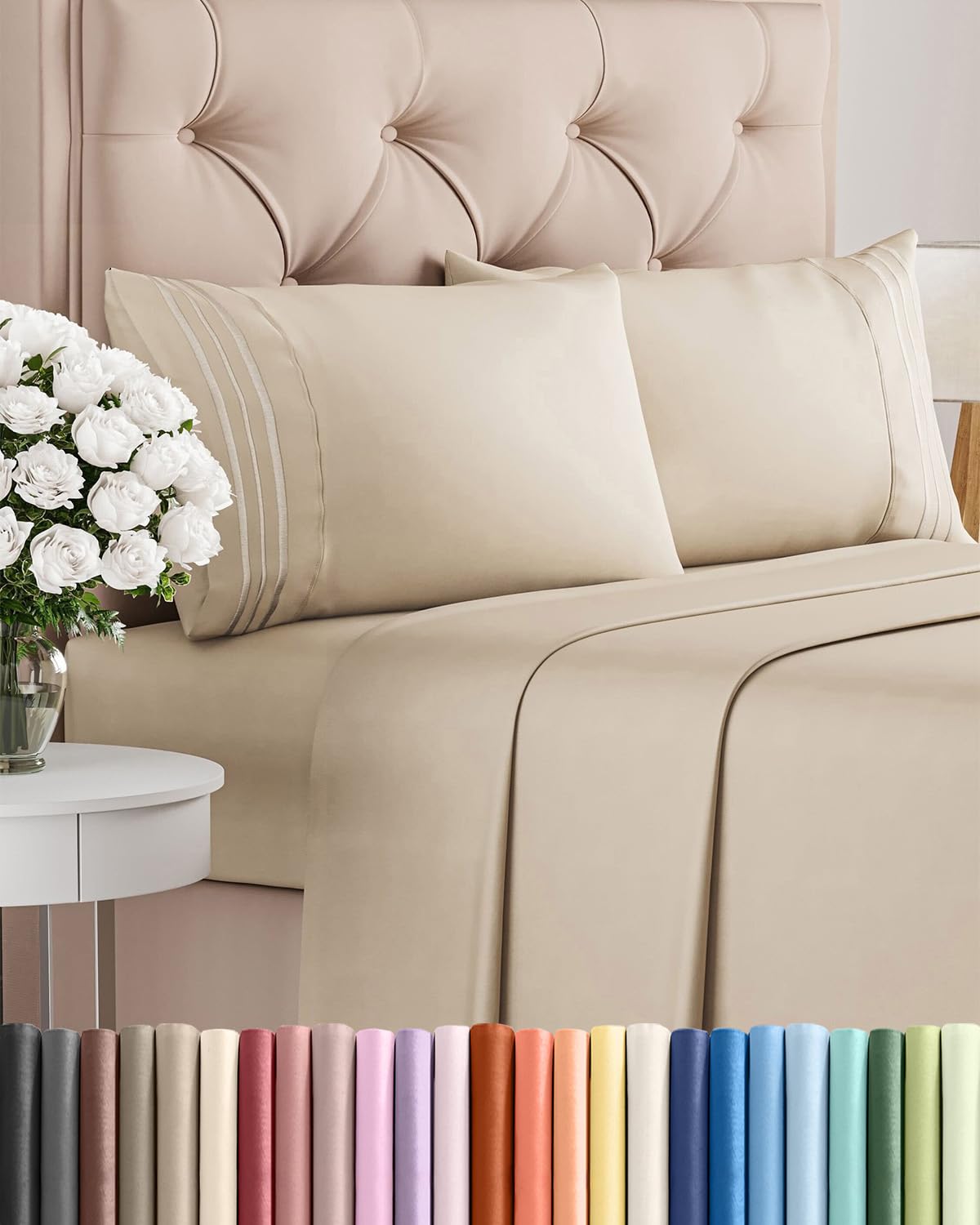 CGK Unlimited king-size sheet set with deep pockets for a secure, wrinkle-free fit.
