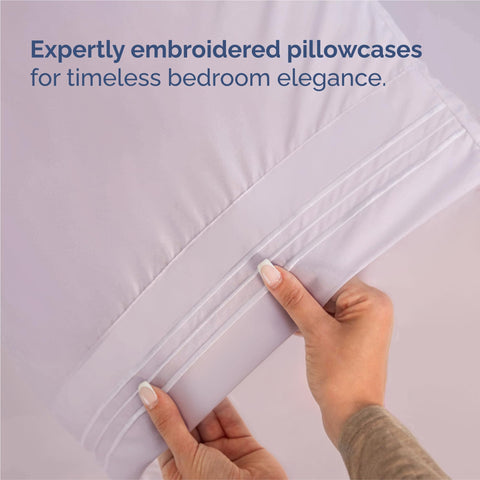 Includes four piece set with two pillowcases for complete bed-ready convenience.