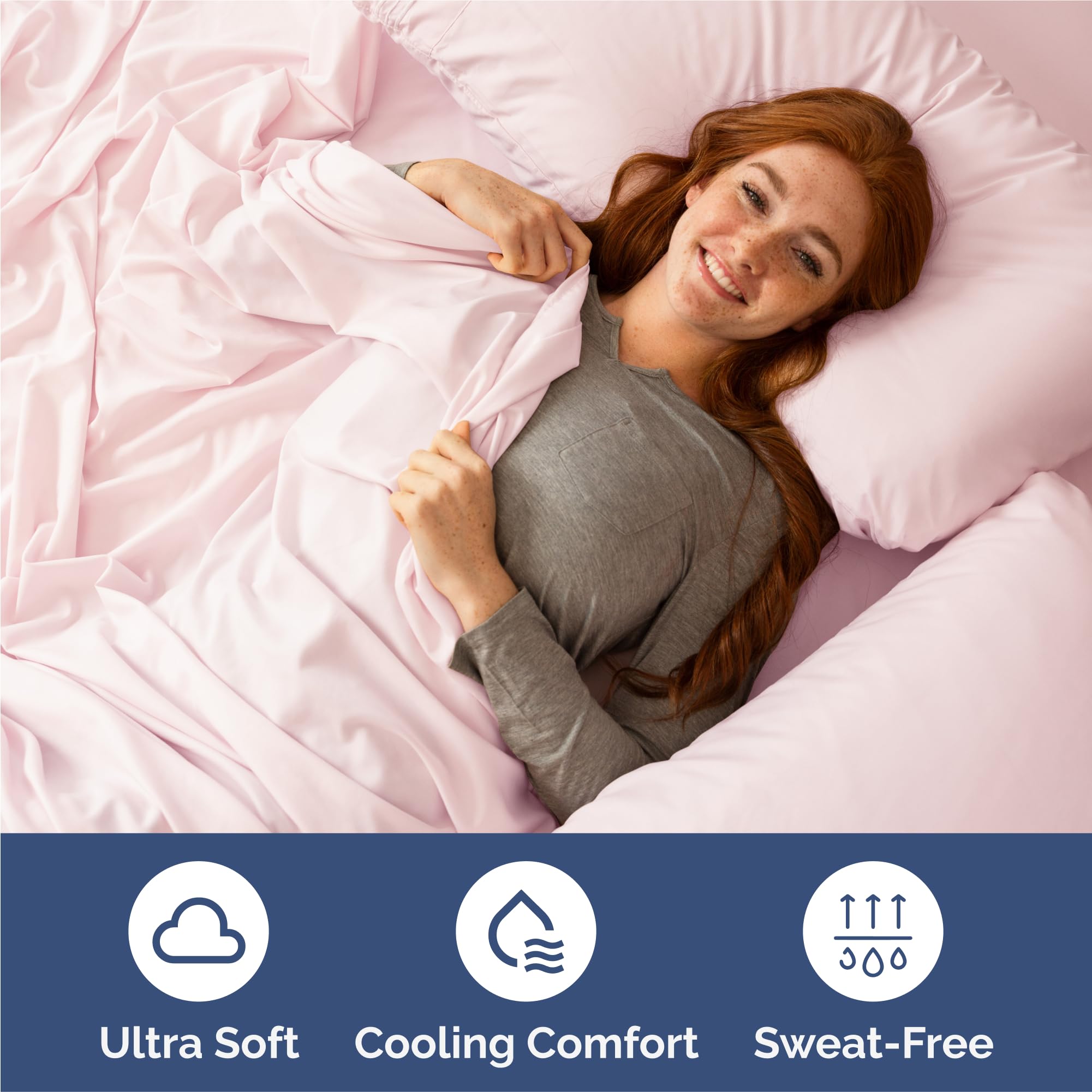 CGK Unlimited four-piece set arranged on a neatly made bed.