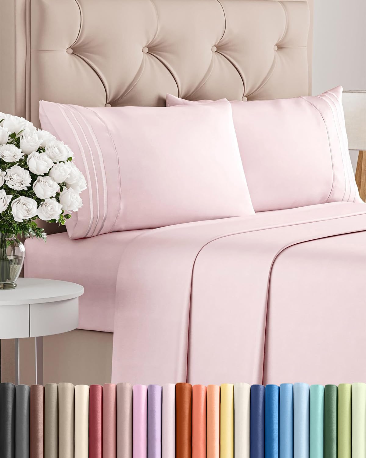 CGK Unlimited king size sheet set close-up shows ultra-soft brushed microfiber.