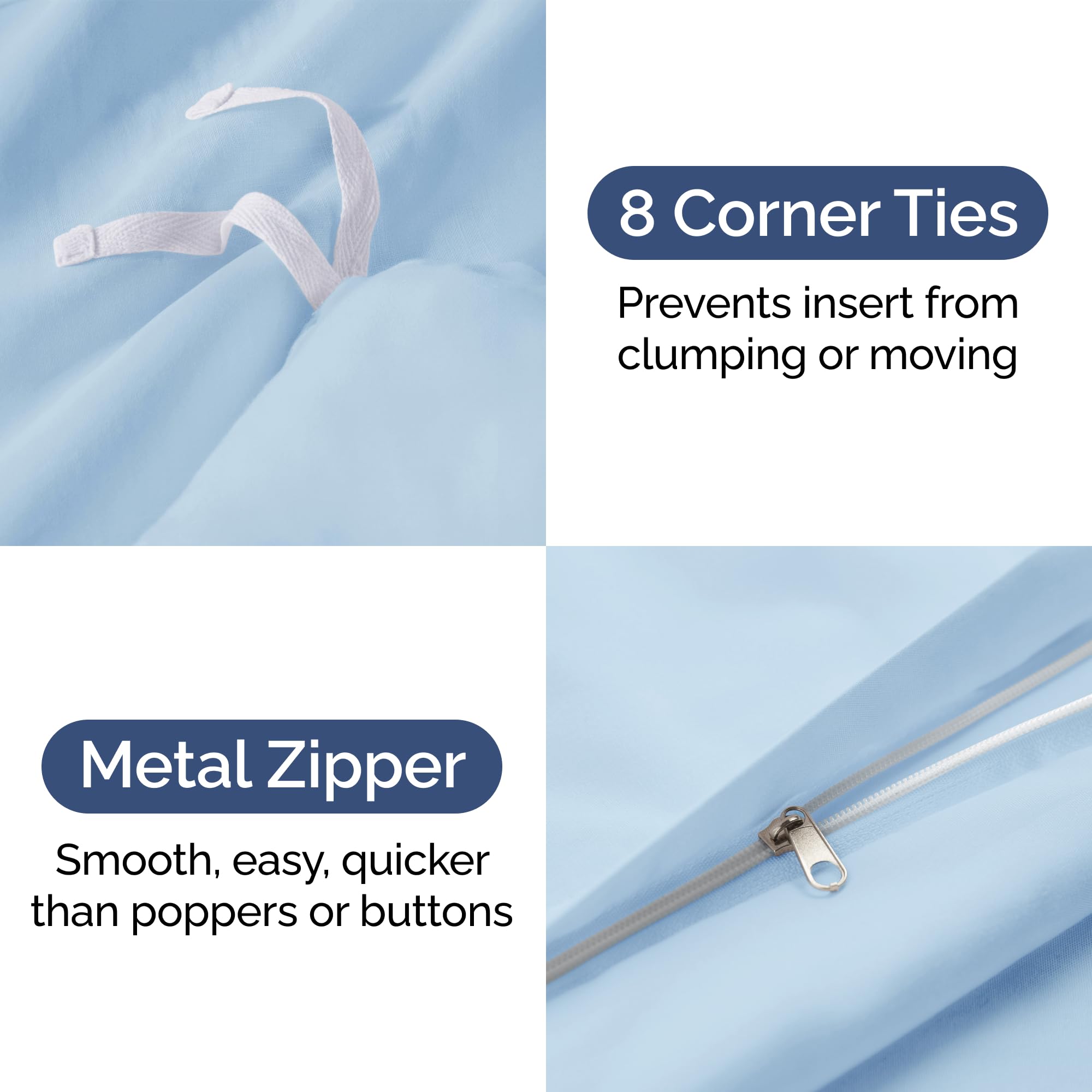 CGK Unlimited light blue duvet set provides year-round comfort and breathability.