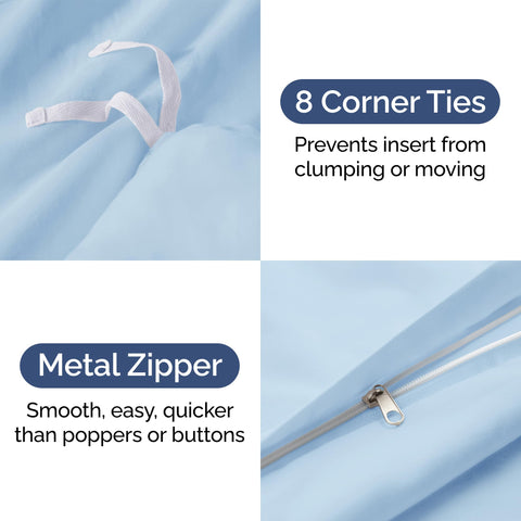 CGK Unlimited light blue duvet set provides year-round comfort and breathability.
