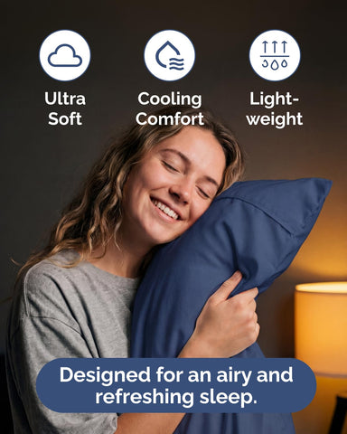 CGK Unlimited navy pillowcase pair highlights soft, breathable comfort for refreshed sleep