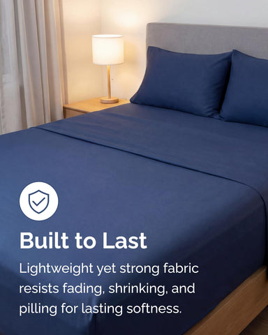 CGK Unlimited navy pillowcase two emphasizes wrinkle-resistant ease of care