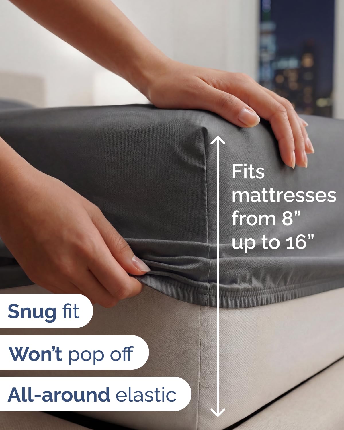 CGK Unlimited deep pockets design keeps the sheet in place on the bed