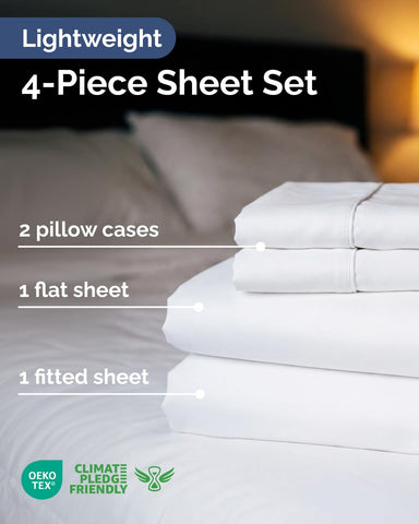 CGK Unlimited lightweight queen fitted sheet shows deep pockets for secure fit.